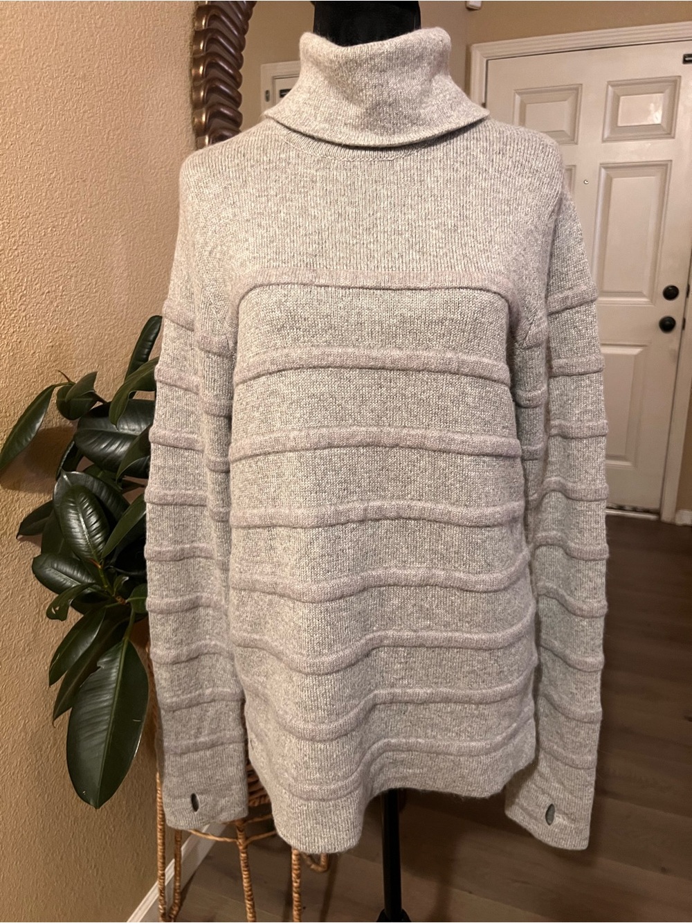 Lacoste Ribbed Quilted Knit Turtleneck Sweater